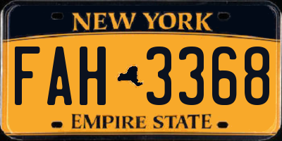 NY license plate FAH3368