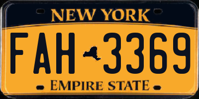 NY license plate FAH3369