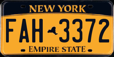 NY license plate FAH3372