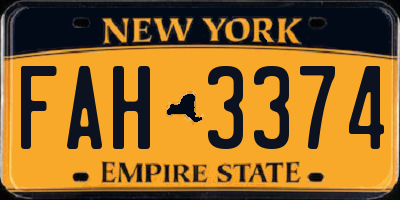 NY license plate FAH3374