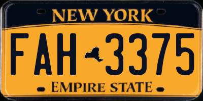 NY license plate FAH3375