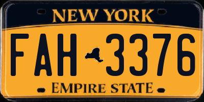 NY license plate FAH3376