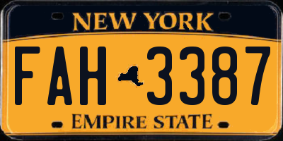 NY license plate FAH3387