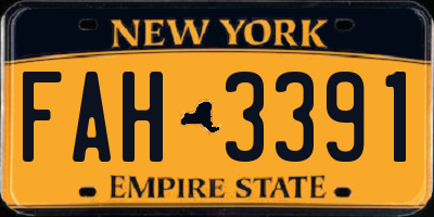 NY license plate FAH3391