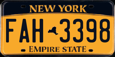 NY license plate FAH3398