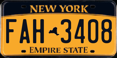 NY license plate FAH3408