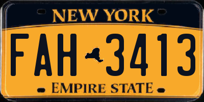 NY license plate FAH3413