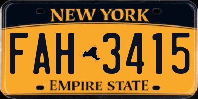 NY license plate FAH3415