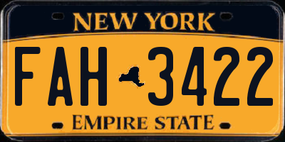 NY license plate FAH3422
