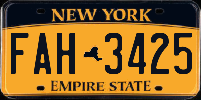 NY license plate FAH3425