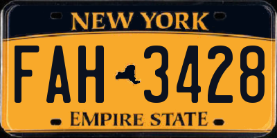 NY license plate FAH3428