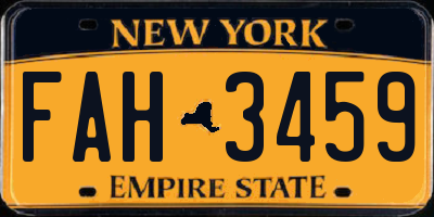 NY license plate FAH3459