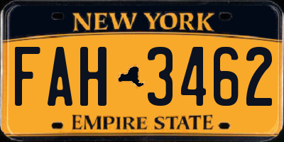 NY license plate FAH3462