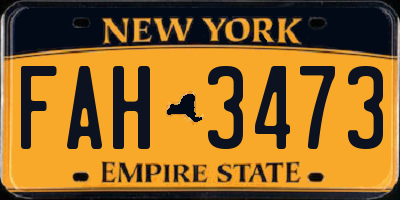 NY license plate FAH3473