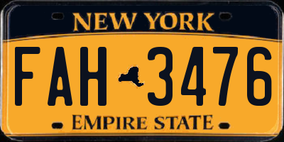 NY license plate FAH3476