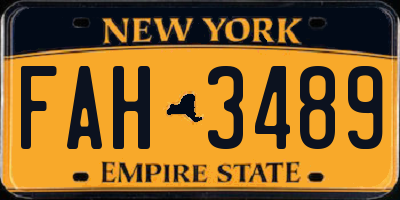 NY license plate FAH3489