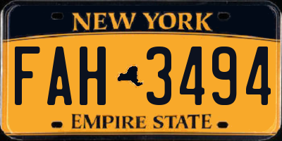 NY license plate FAH3494