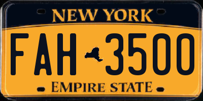 NY license plate FAH3500