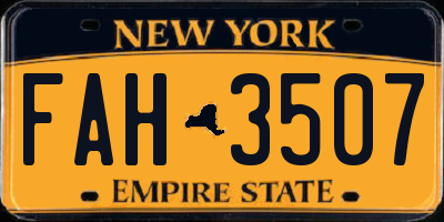NY license plate FAH3507