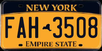 NY license plate FAH3508
