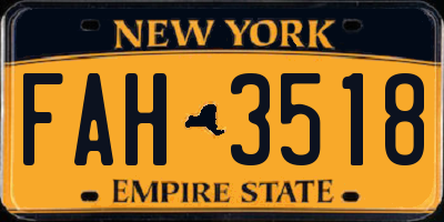 NY license plate FAH3518