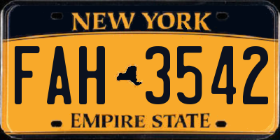 NY license plate FAH3542