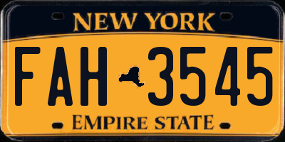 NY license plate FAH3545