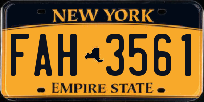NY license plate FAH3561