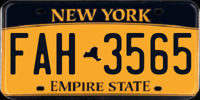 NY license plate FAH3565