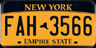 NY license plate FAH3566