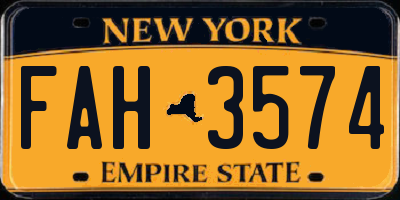 NY license plate FAH3574