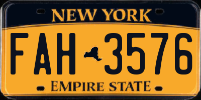 NY license plate FAH3576