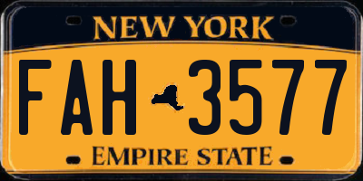 NY license plate FAH3577