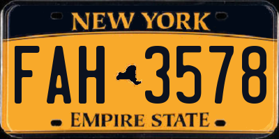 NY license plate FAH3578