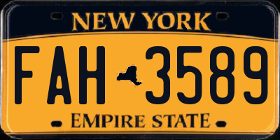 NY license plate FAH3589