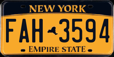 NY license plate FAH3594