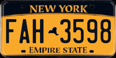 NY license plate FAH3598