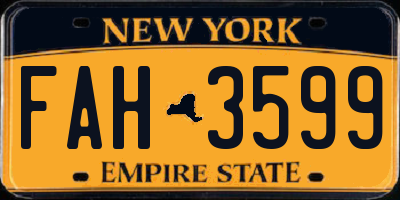 NY license plate FAH3599