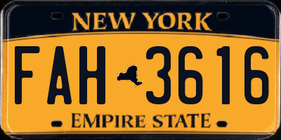 NY license plate FAH3616