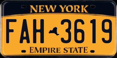 NY license plate FAH3619