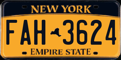 NY license plate FAH3624
