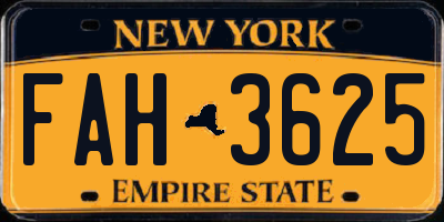 NY license plate FAH3625