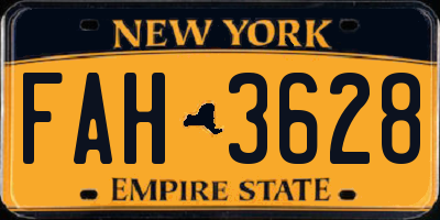 NY license plate FAH3628