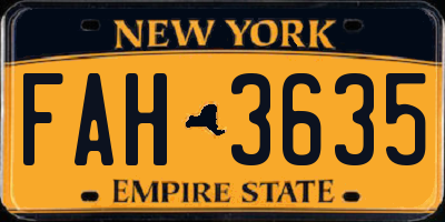 NY license plate FAH3635