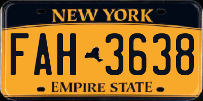 NY license plate FAH3638