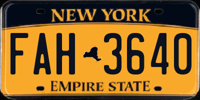 NY license plate FAH3640