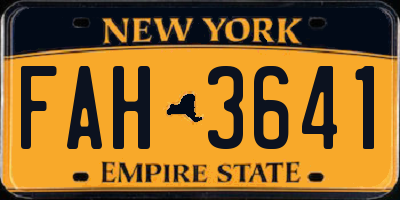 NY license plate FAH3641