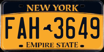 NY license plate FAH3649