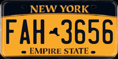 NY license plate FAH3656