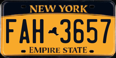 NY license plate FAH3657